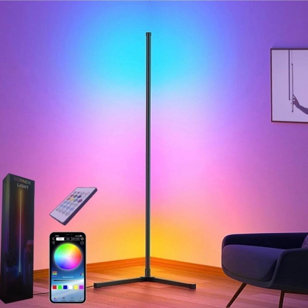 60” Smart RGB LED Corner Floor Lamp with App and Remote Control